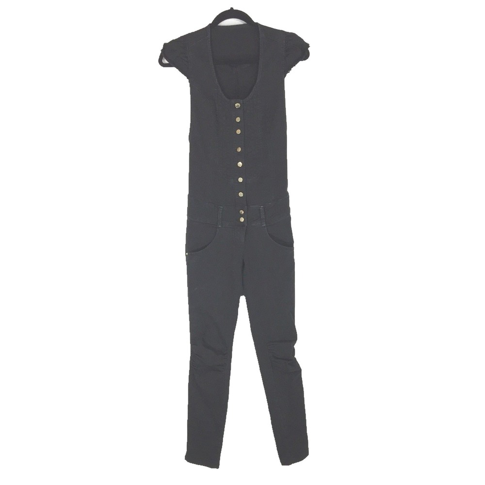 MET Jean Jumpsuit 26 Black Dark Wash Stretch Cap Jumper Slim Steampunk Italy
